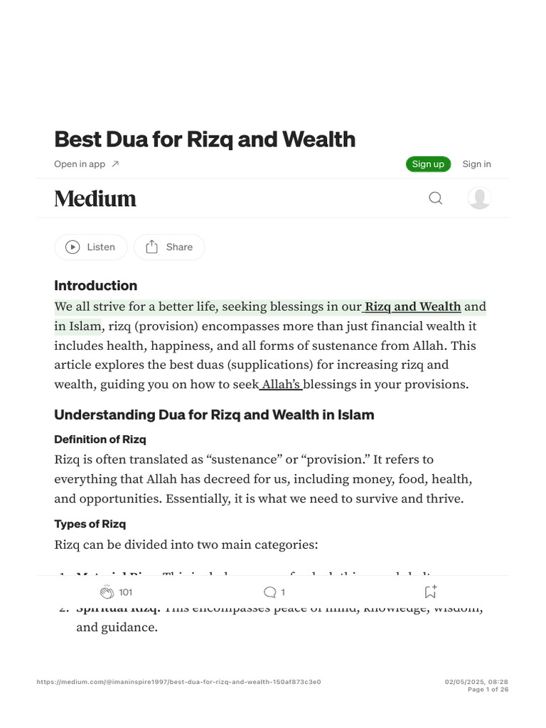 Best Duas for Rizq and Wealth | PDF | Muhammad | Gratitude