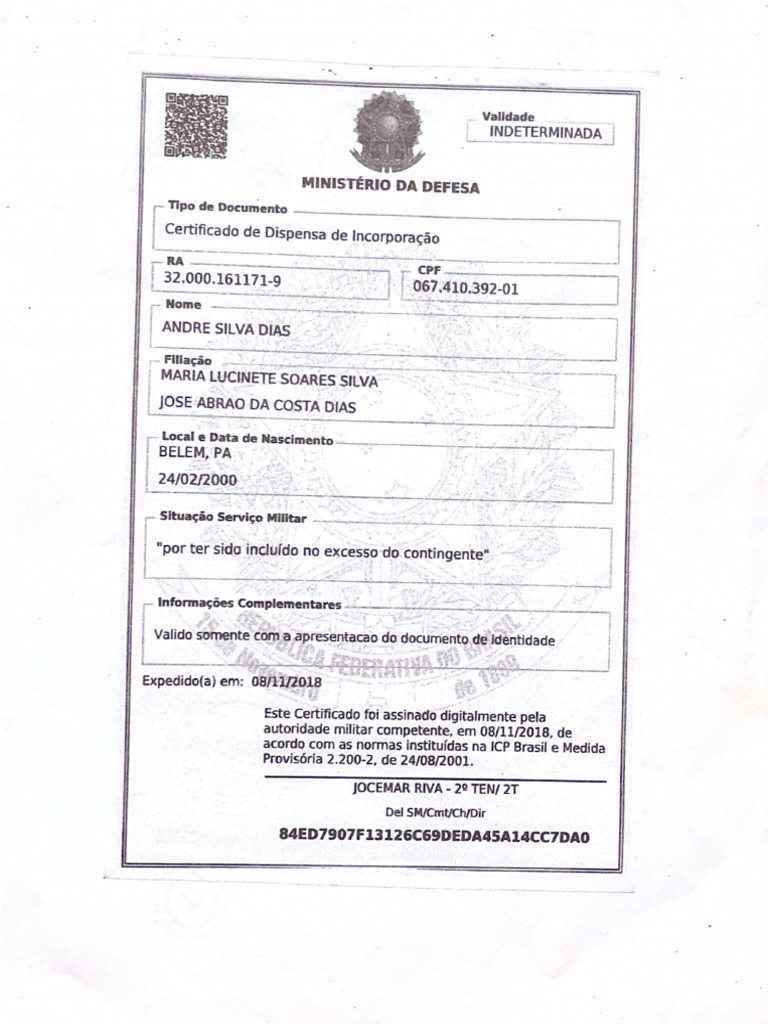 Certificado de Reservista | PDF