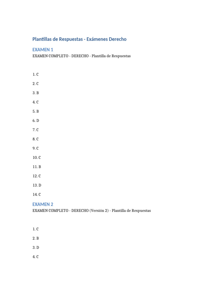 Plantillas de Respuestas para Exámenes de Derecho | PDF