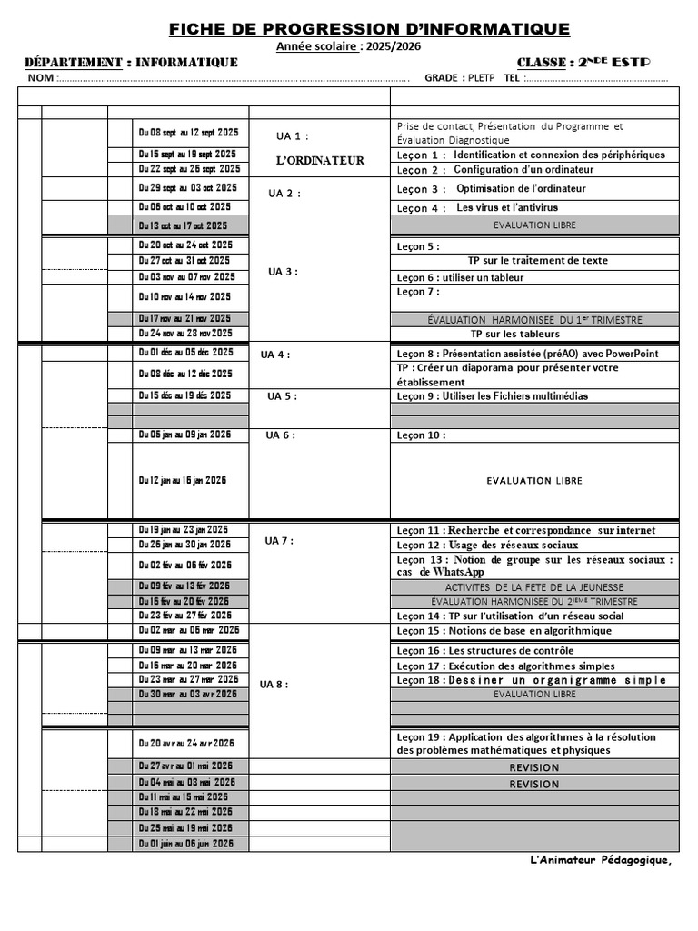 Fiche de progression informatique 2025-2026 | PDF | Informatique | Logiciel