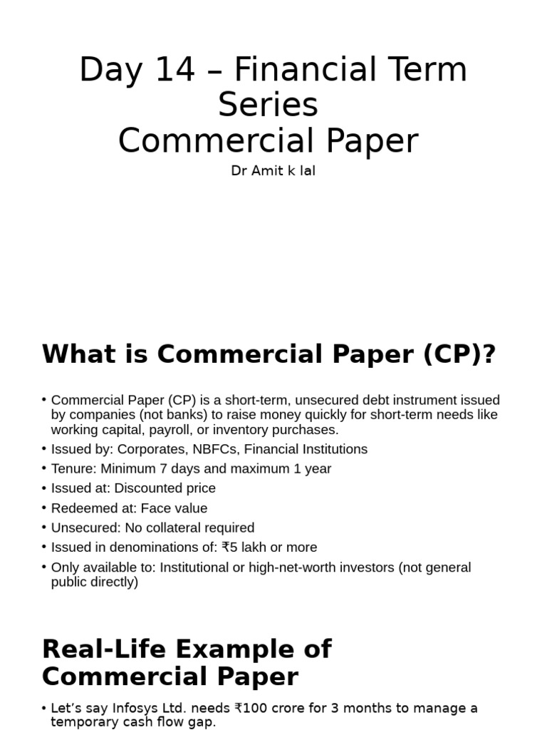 Understanding Commercial Paper (CP) | PDF