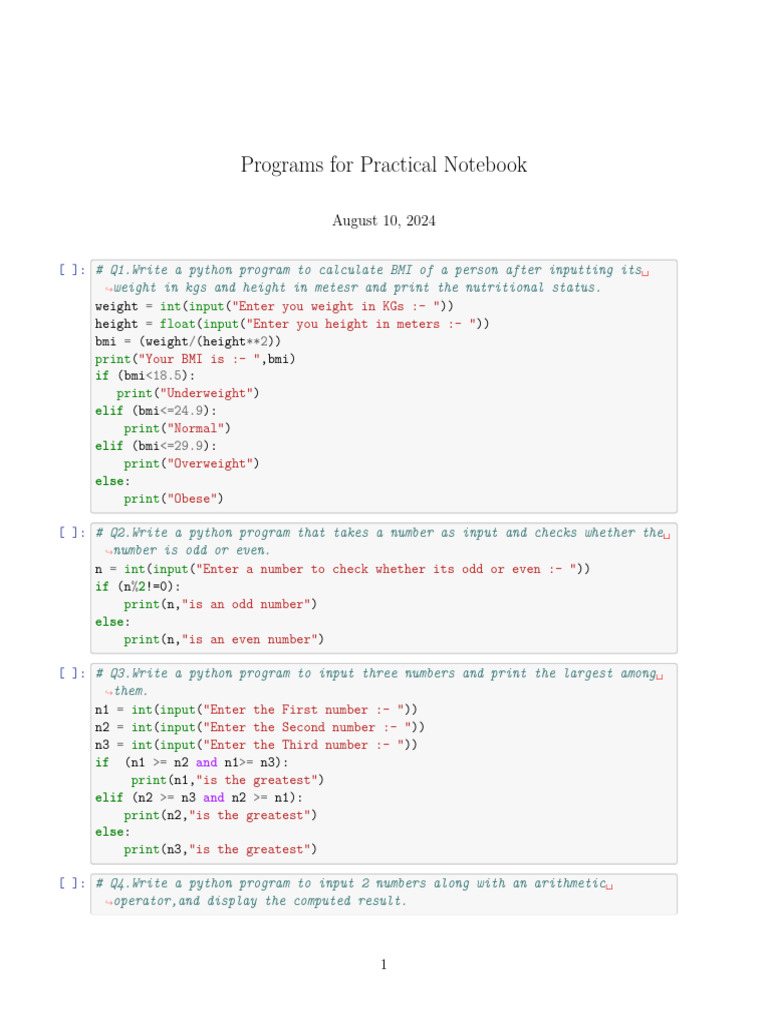 Python Programs for Beginners | PDF | Arithmetic | Computer Programming