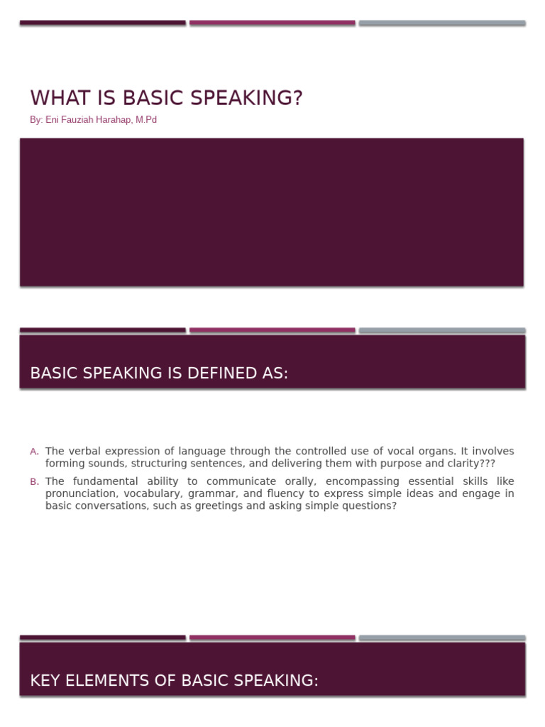 Essential Guide to Basic Speaking Skills | PDF | Speech | Vocabulary