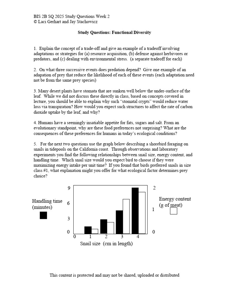 BIS 2B Week 2 Study Questions on Ecology | PDF | Plant Nutrition | Stoma