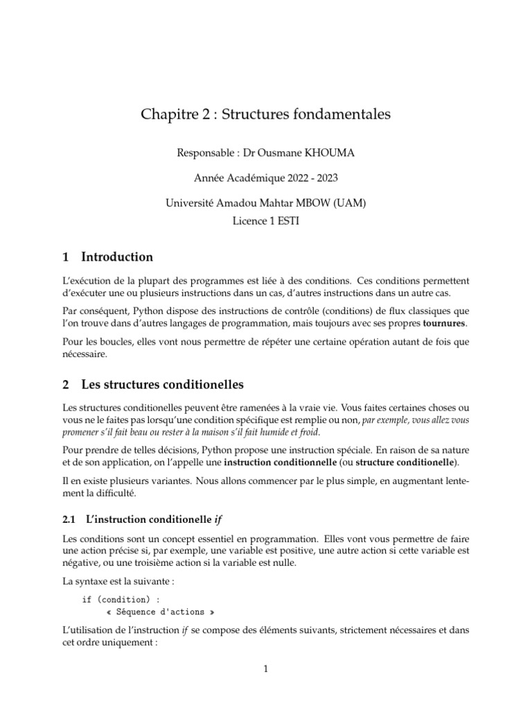 Structures conditionnelles en Python | PDF | Structure de contrôle ...