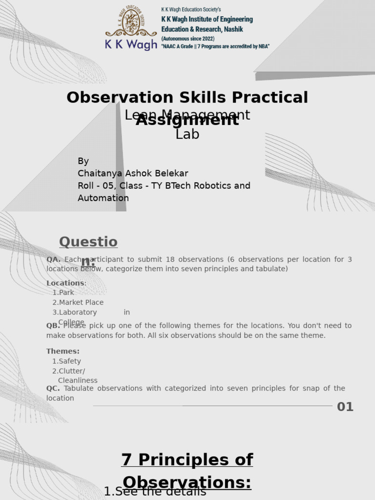 Observation Skills Practical Assignment | PDF | Safety