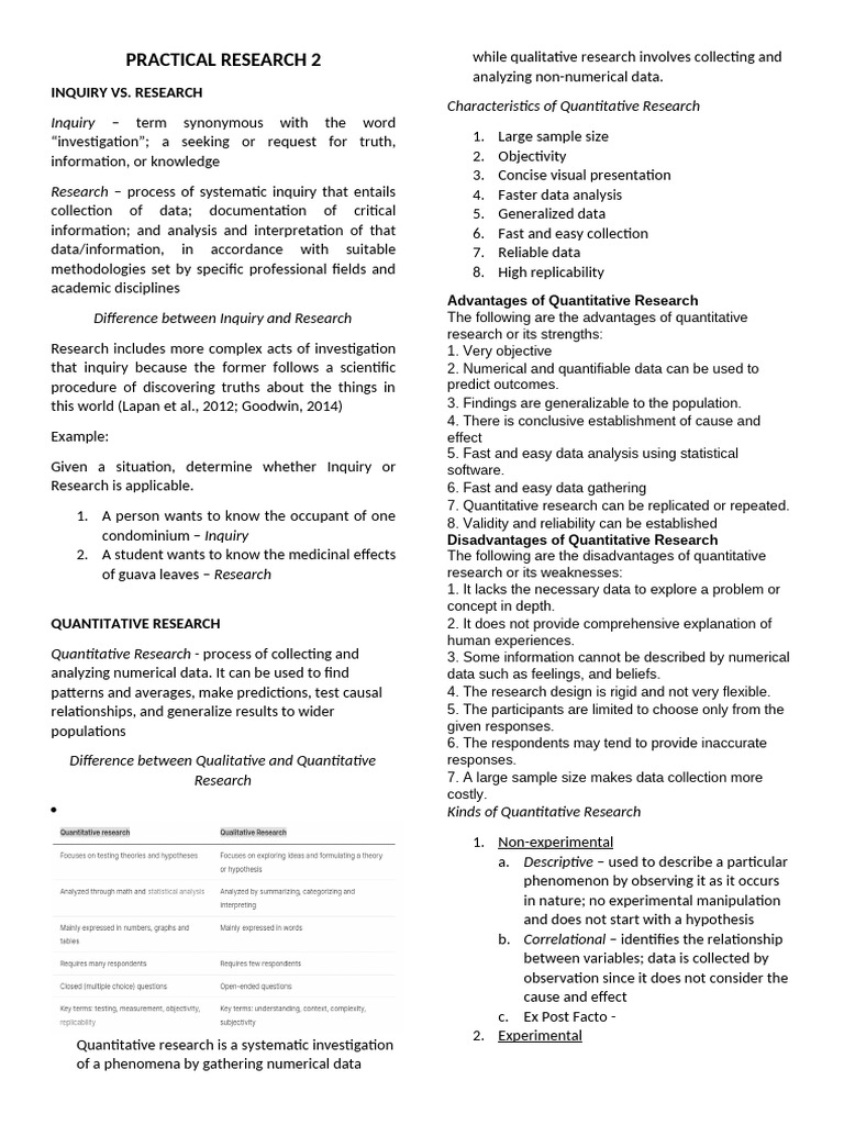 Inquiry vs. Research: Key Differences | PDF | Quantitative Research ...