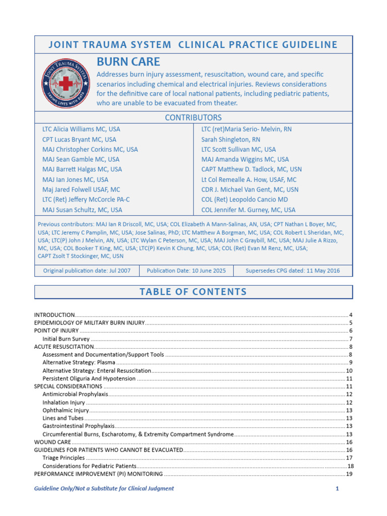 Military Burn Care Guidelines | PDF | Burn | Major Trauma