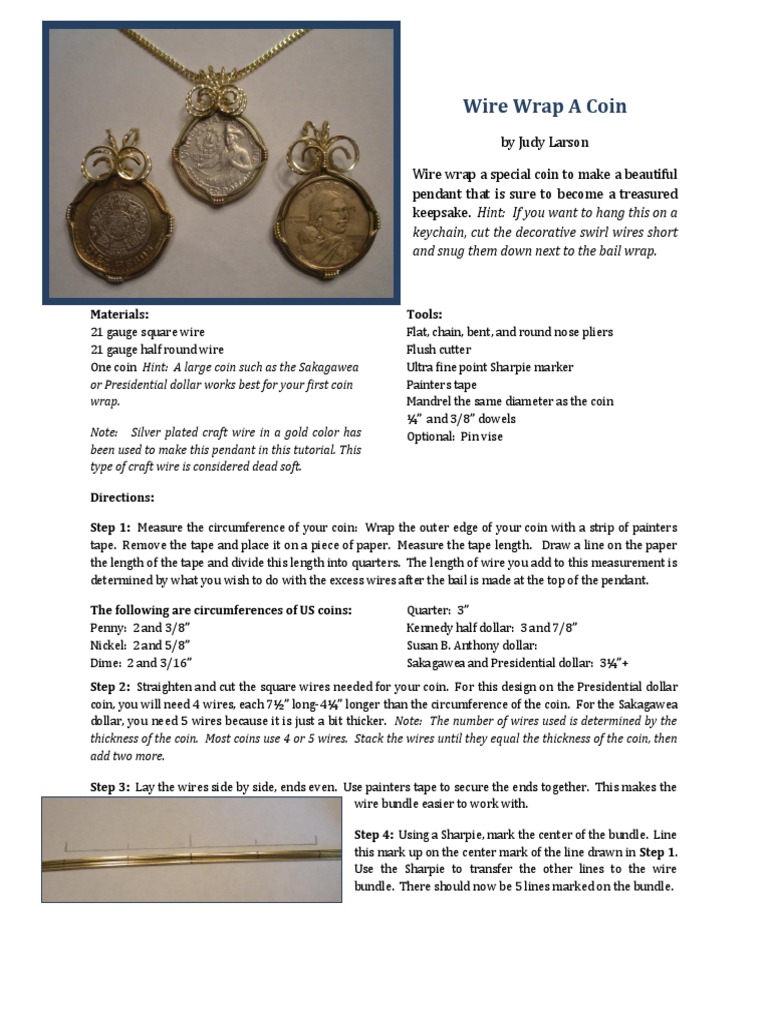 How To Wire Wrap A Coin Pendant Tutorial | PDF | Wire | Manufactured Goods
