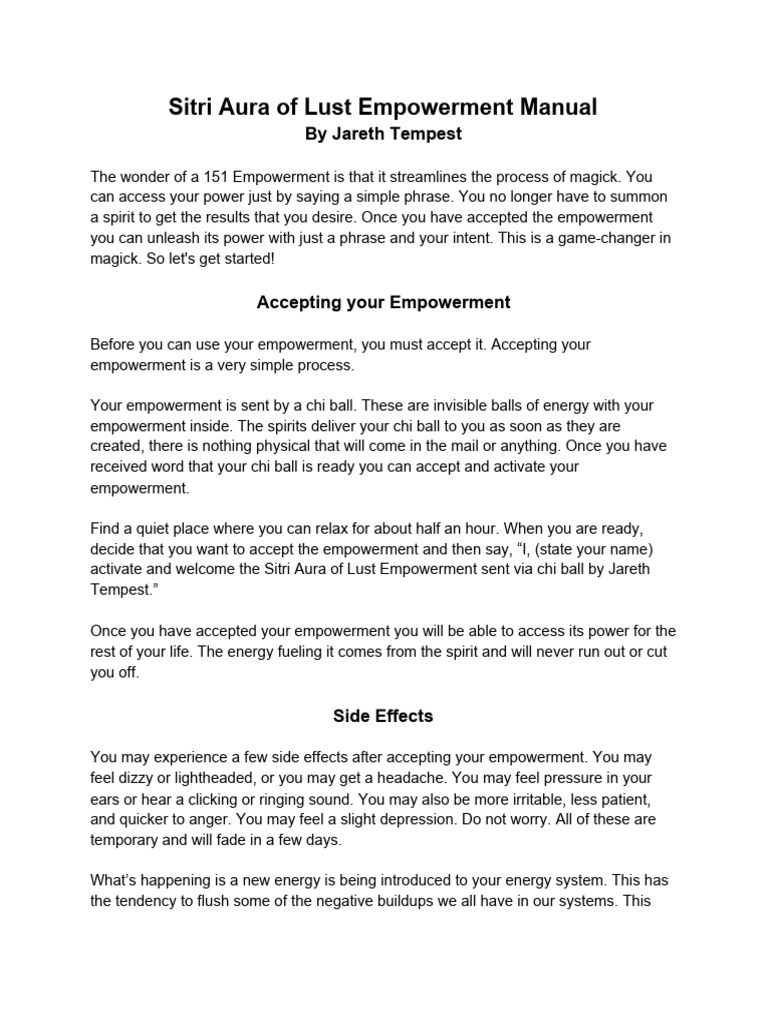 Sitri Aura of Lust Empowerment Guide | PDF