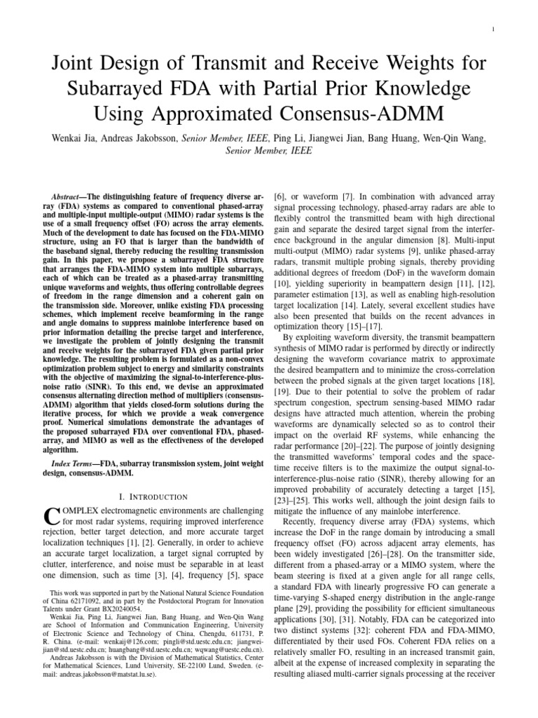 Joint Design of Transmit and Receive Weights For Subarrayed FDA With ...