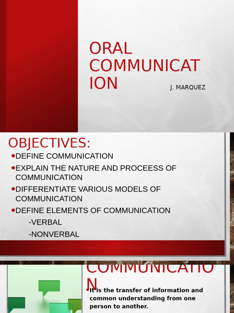 Understanding Oral Communication Elements | PDF | Communication ...