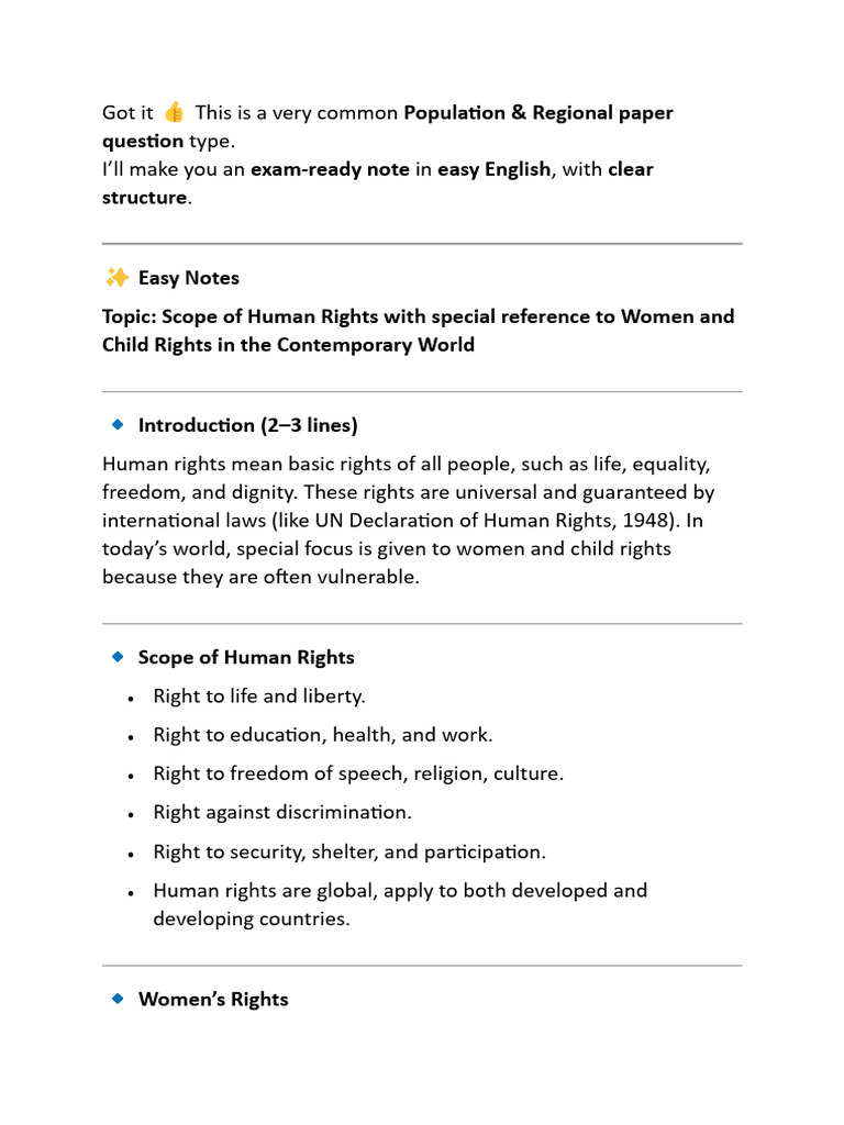 Human Rights: Focus on Women and Children | PDF