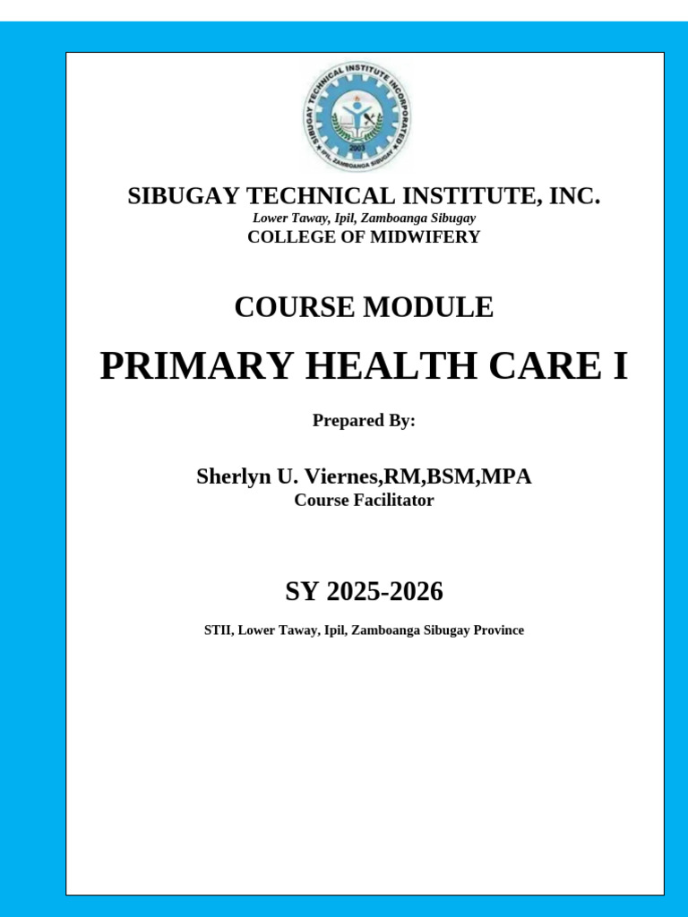Primary Health Care I Course Module | PDF | Infection | Well Being