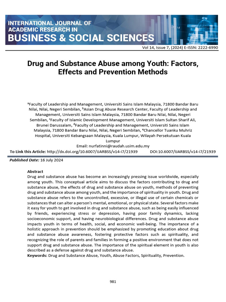 Youth Drug Abuse: Causes and Prevention | PDF | Substance Abuse ...