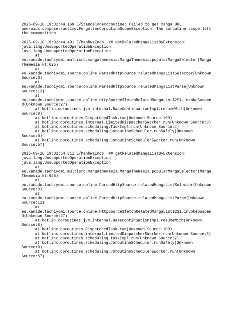 Manga URL Fetching Error Log | PDF