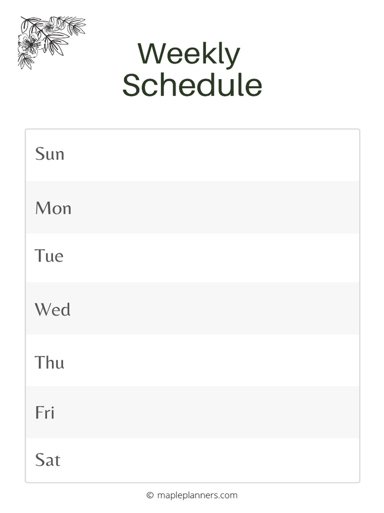 A4 Weekly Schedule Planner | PDF