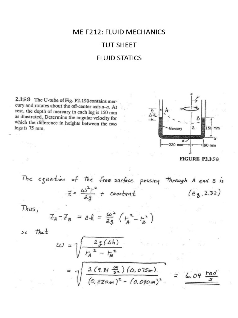 Fluid Statics: Slope Calculation Guide | PDF | Continuum Mechanics ...