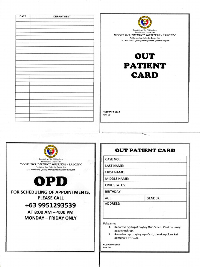 Out Patient Card | PDF