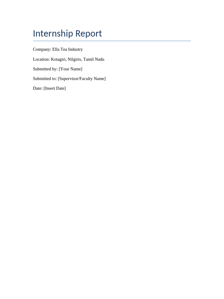 Ella Tea Internship Report Formatted | PDF