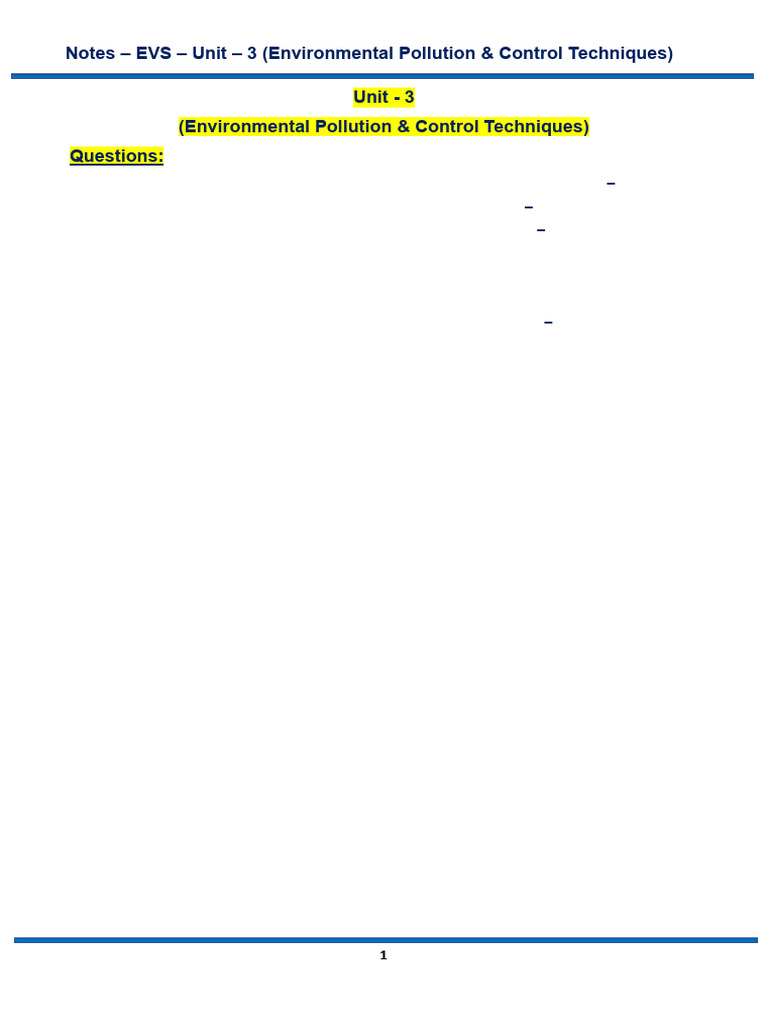 Environmental Pollution & Control Techniques | PDF | Water Pollution ...