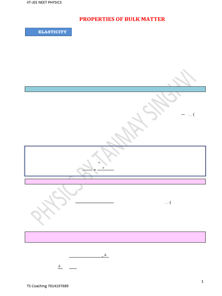 Properties of Bulk Matter in Physics | PDF | Deformation (Engineering ...