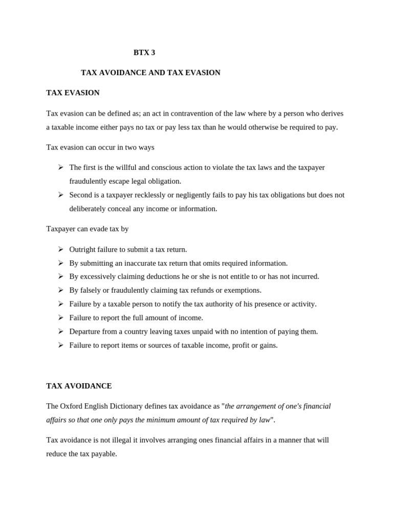 Tax Avoidance vs. Tax Evasion Explained | PDF | Tax Avoidance | Taxes