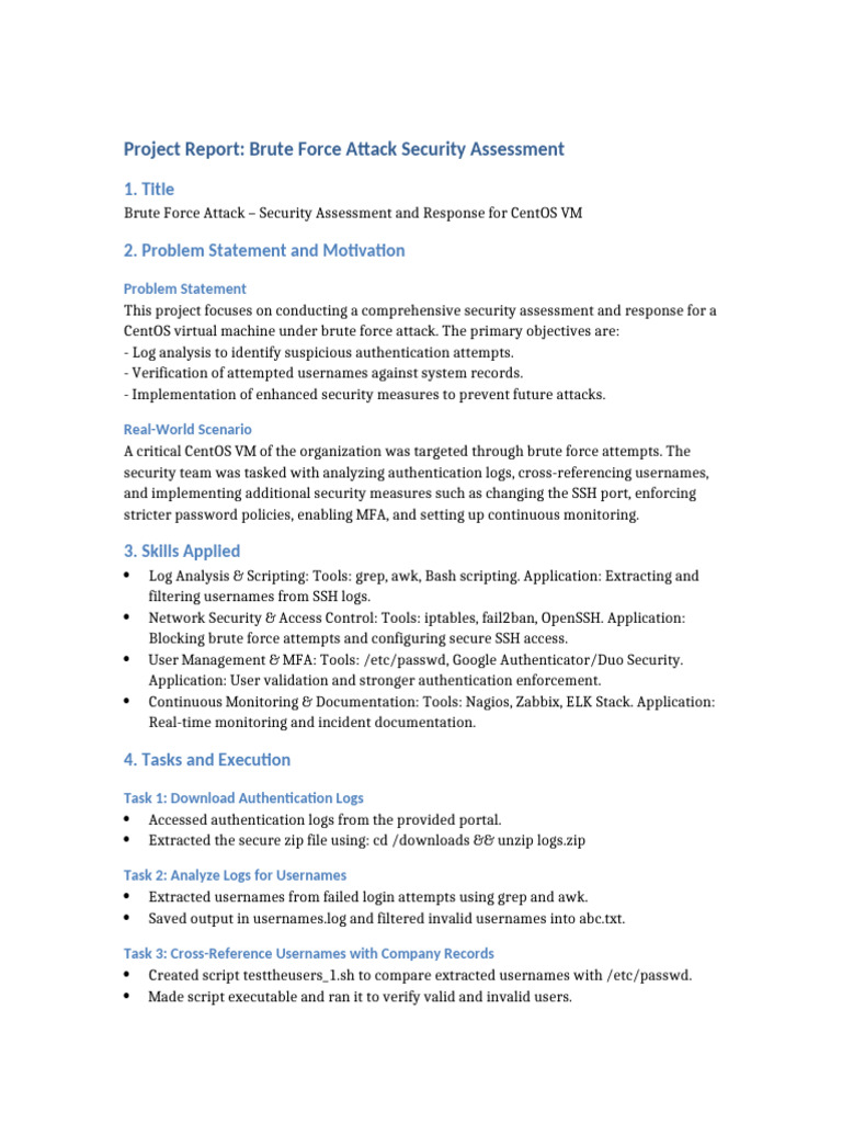 CentOS VM Brute Force Attack Assessment | PDF | Secure Shell | User ...