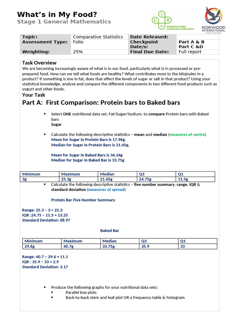 Food Nutritional Comparison Analysis | PDF | Mathematics | Reason