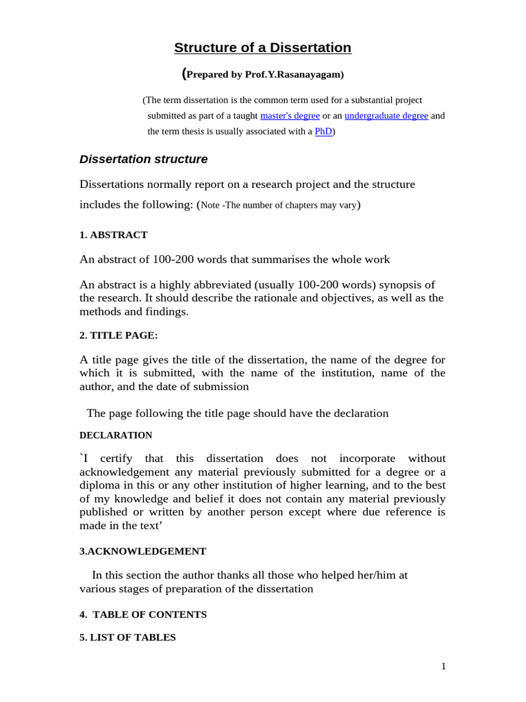 Dissertation Structure Guide | PDF | Thesis | Methodology