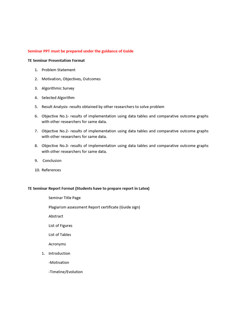 Seminar Presentation Report Index | PDF