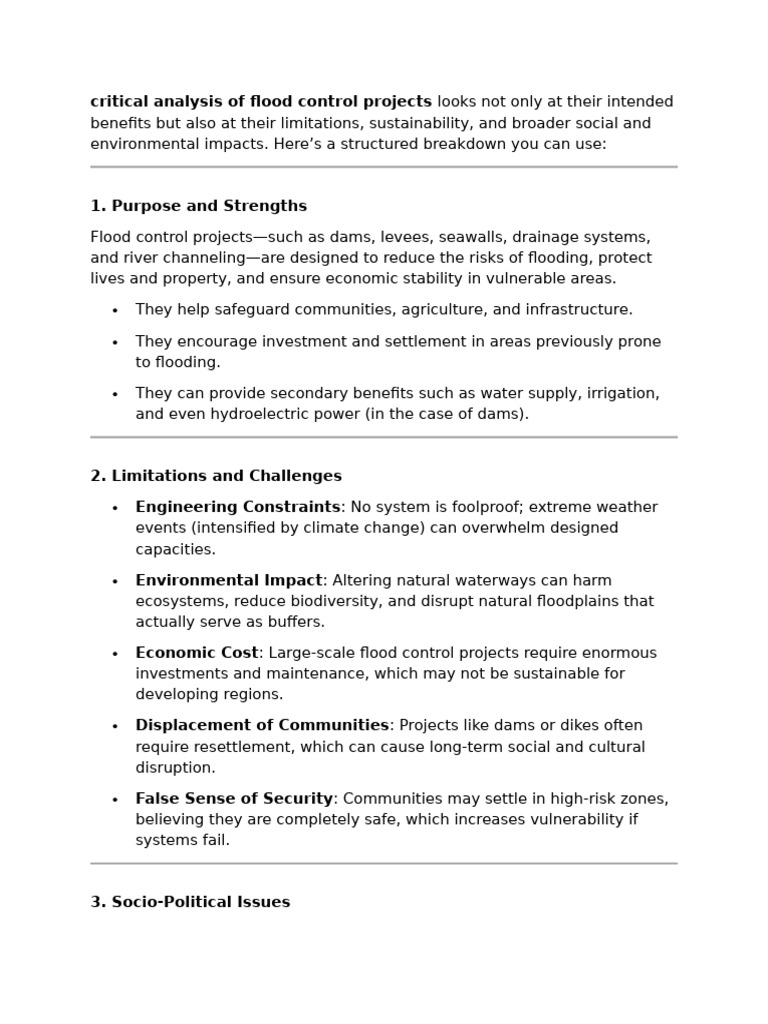 Critical Analysis of Flood Control Projects - General | PDF | Flood | Dam