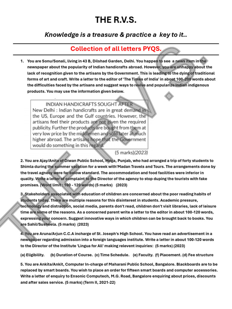 Letters on Social Issues and Complaints | PDF