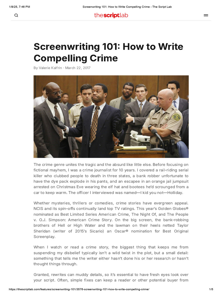 Write Compelling Crime Screenplays | PDF