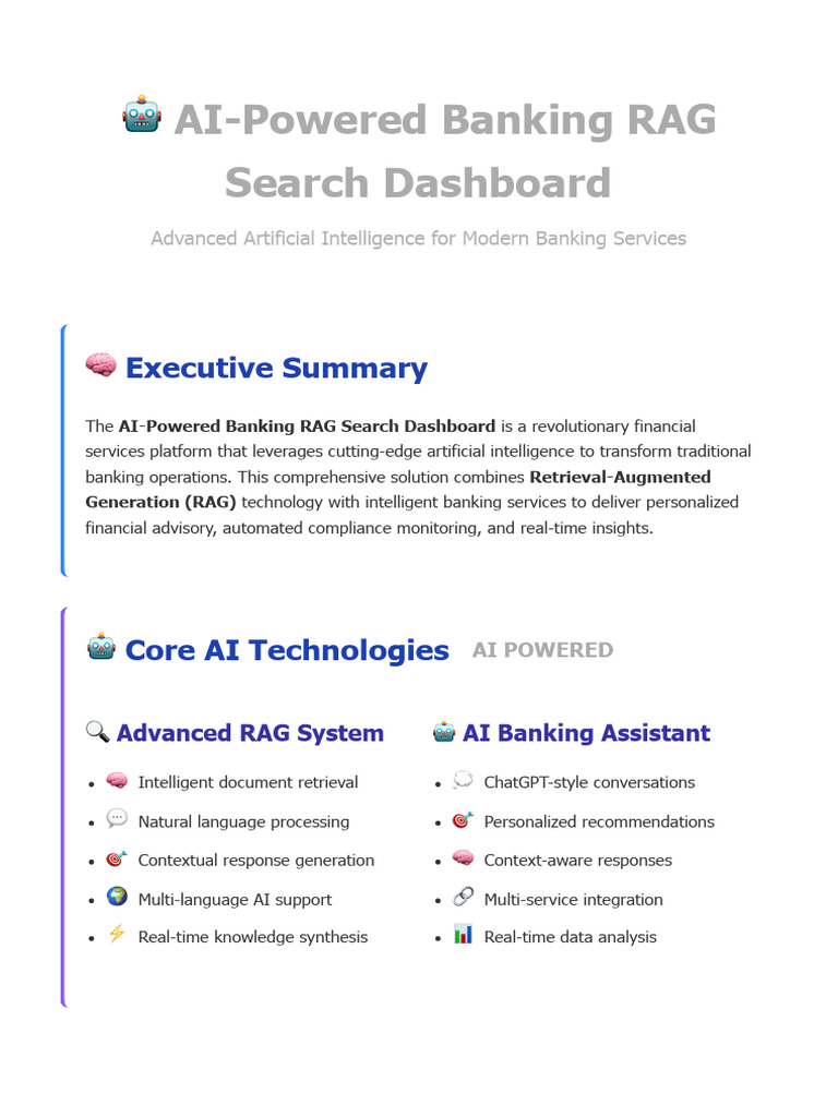 AI-Powered Banking RAG Search Dashboard - Product Overview | PDF ...