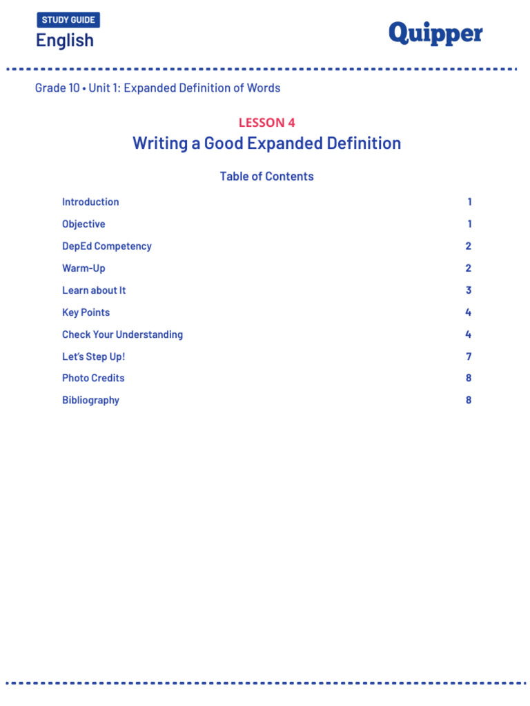 Writing Expanded Definitions in English | PDF | Concept | English Language