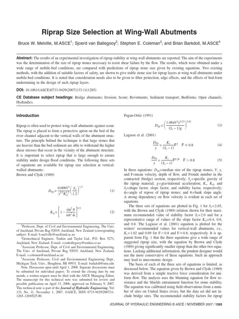 Riprap Size for Wing-Wall Abutments | PDF | Earth Sciences | Civil ...