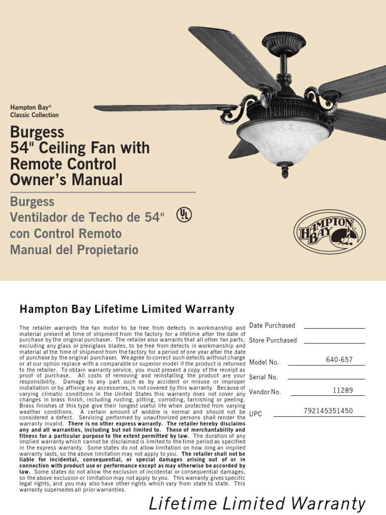 Burgess 640 657 Switch Mechanical Fan