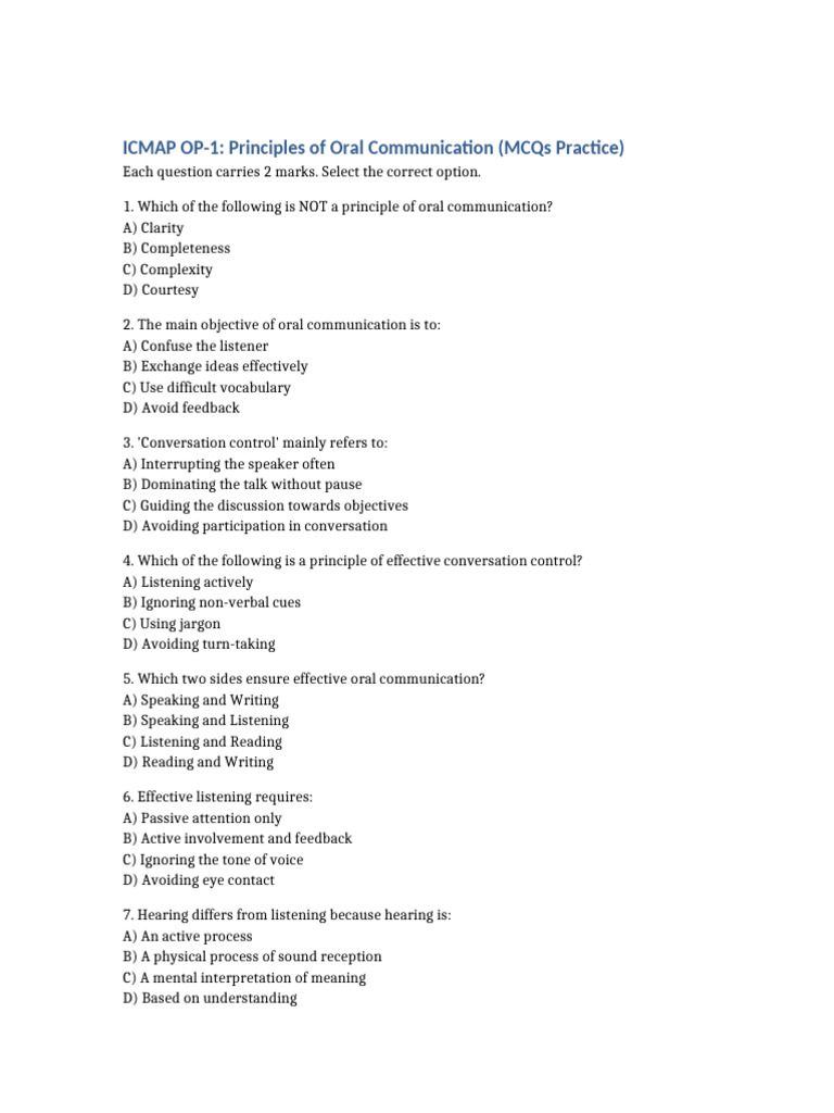 Principles of Effective Oral Communication | PDF | Communication ...