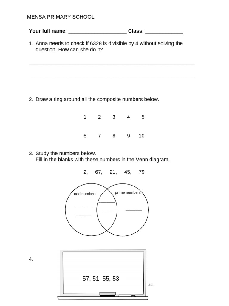Mensa Primary School Math Worksheet | PDF | Chess Theory | Chess