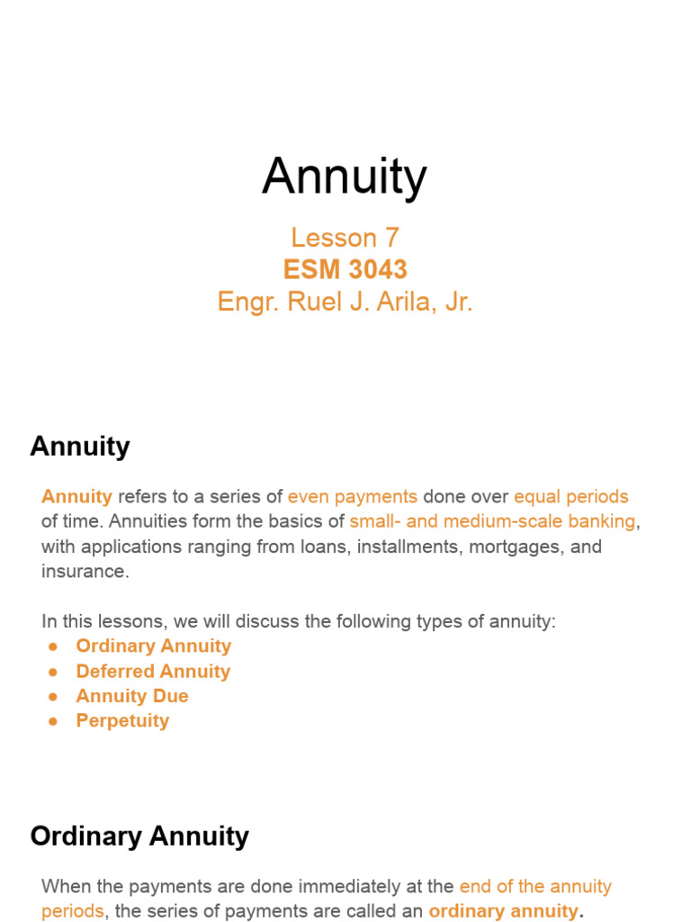 Types of Annuities Explained | PDF | Interest | Present Value