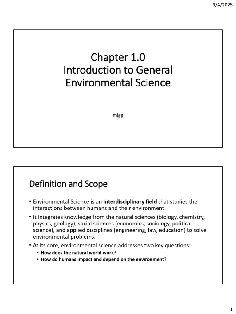 Chapter 1.1 Introduction To Environmental Science | PDF | Natural ...