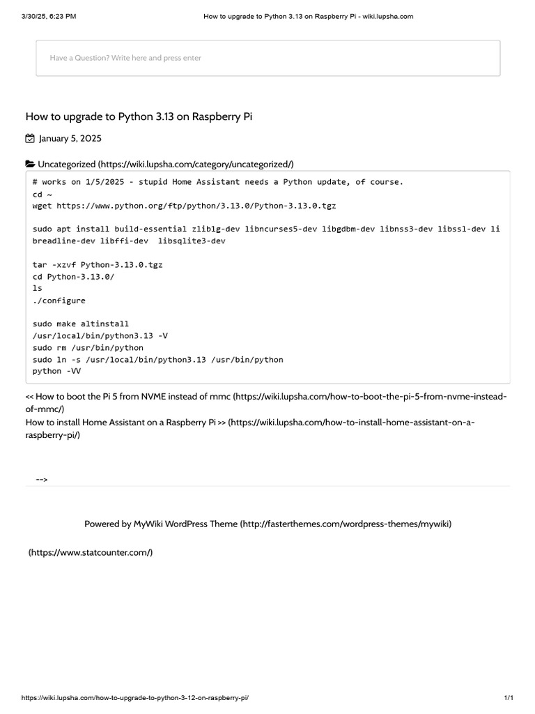 How To Upgrade To Python 3.13 On Raspberry Pi | PDF
