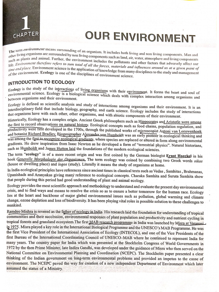 EVS Study Material Unit 1 | PDF