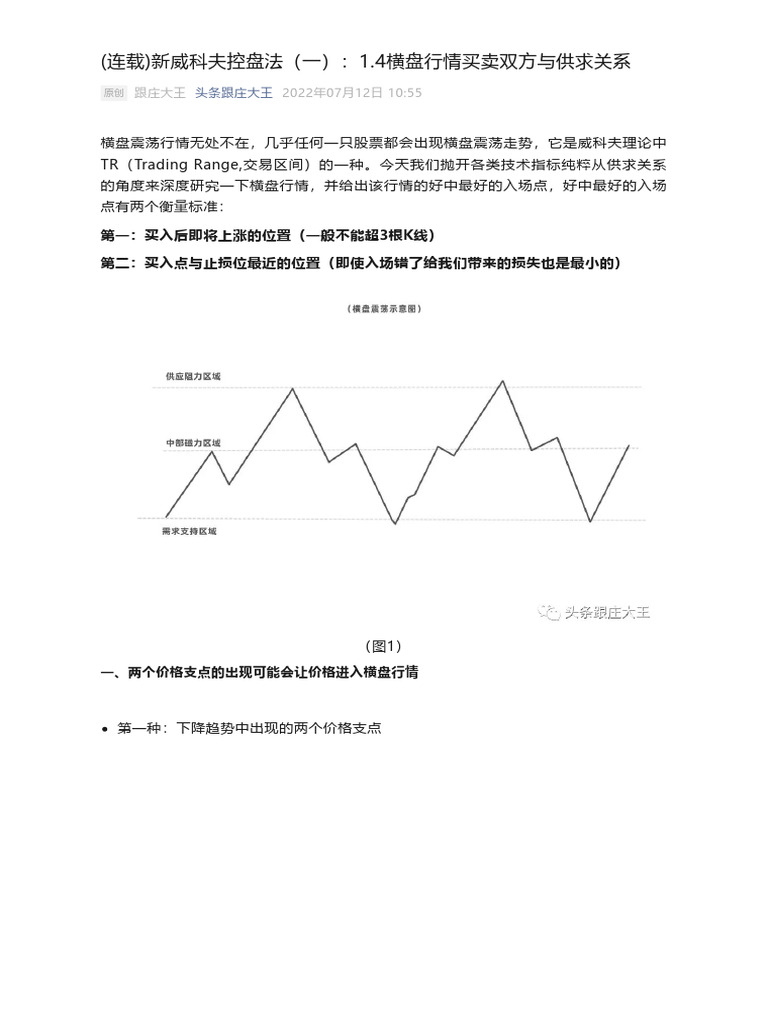 连载) 新威科夫控盘法（一）：1 4横盘行情买卖双方与供求关系| PDF