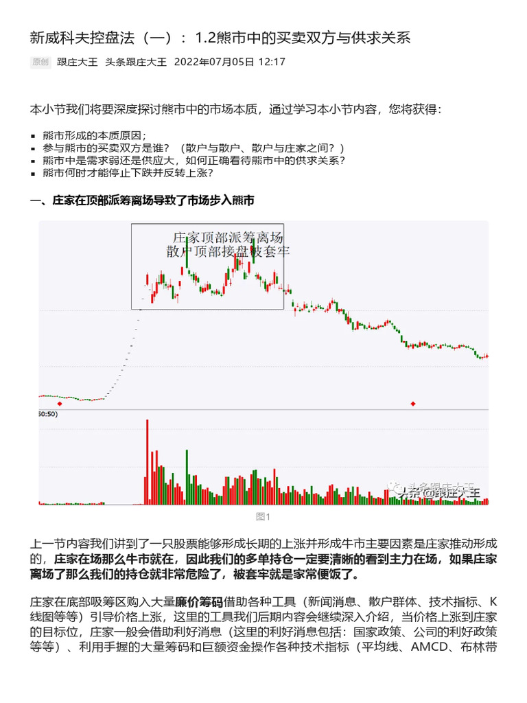 连载) 新威科夫控盘法（一）：1 2熊市中的买卖双方与供求关系| PDF