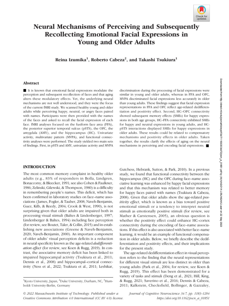 Neural Mechanisms of Emotion in Aging | PDF | Neuroscience | Cognitive ...