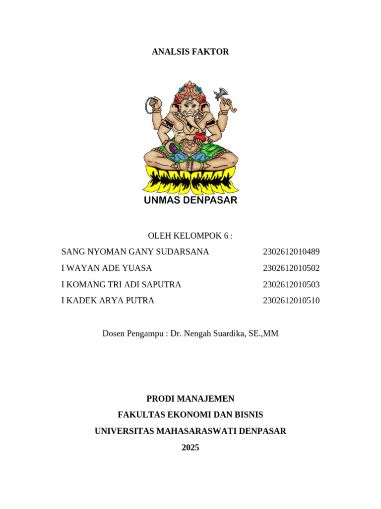 Aplikasi Analisis Kuantitatif Analisis Faktor Kelompok 6 Pdf
