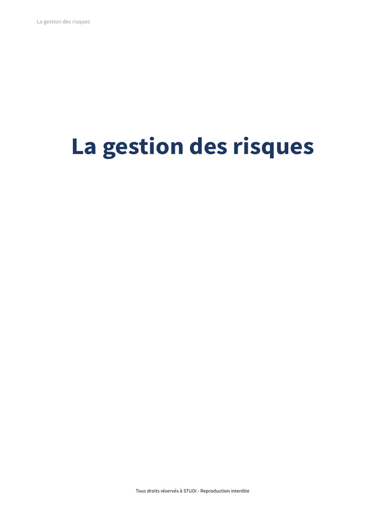 Gestion des Risques : Guide Complet | PDF | Gestion des risques | Risque
