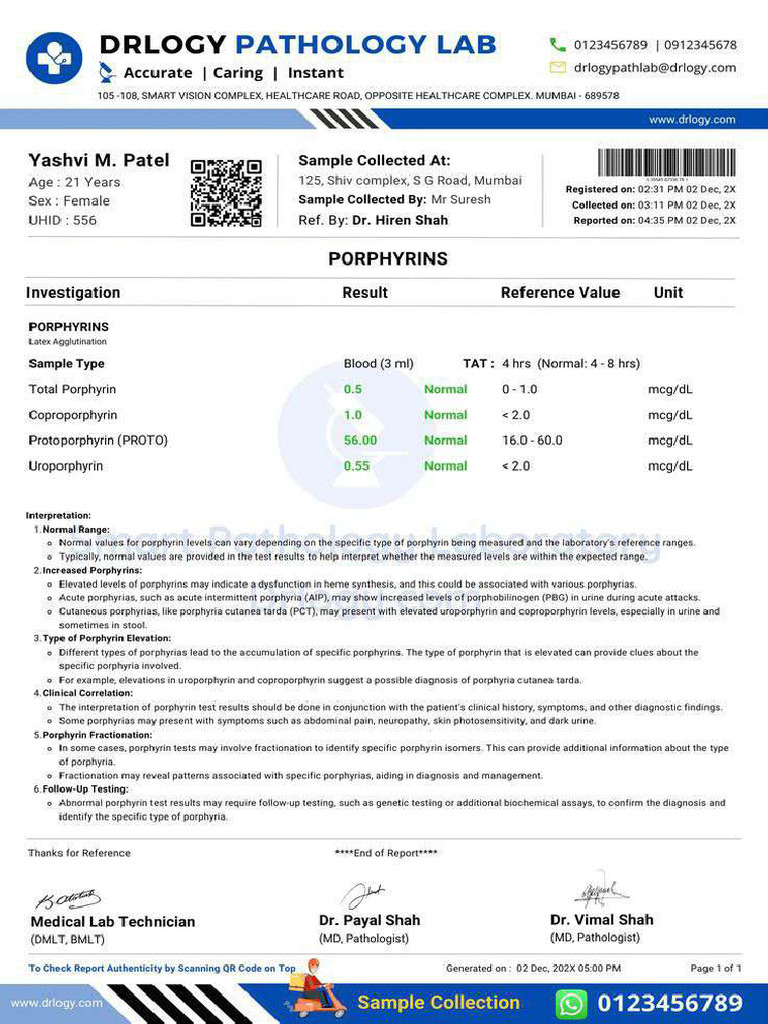 Blood Report | PDF